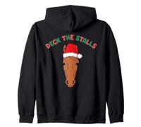 Deck The Stalls Funny Christmas Horse Stables Jumping Riding Zip Hoodie