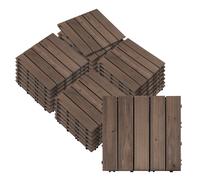 Deck Tiles Black Fir Wood 30x30x2.5cm Interlocking Outdoor DIY Floor 27pcs Pack
