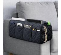 DECKALY Armchair Caddy, Waterproof Sofa Armrest Organizer Non Slip Remote Holder for Recline, Recliner Caddy with 14 Pockets Storage for TV Remote, Phone, Magazine (Black)