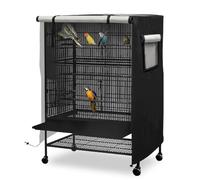 DECKALY Bird Cage Cover, Bird Cage Covers for Night, Waterproof 51 Inch Large Birdcage Covers for Mink, Totoro, Parakeets, Parrot and Small Animals (Black)