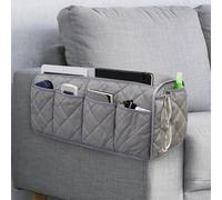 DECKALY Sofa Armrest Organizer Non-Slip Arm Chair Bedside Caddy Storage Organizer for Recliner Couch with 14 Pockets for Cell Phone TV Remote Control Magazines (Grey)