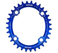 DECKAS Round Oval 104BCD 32T 34T 36T 38T Narrow Wide Chainring Single Chainring for 6/7/8/9/10/11/12-Speed (Oval Blue, 36T)