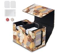 Deckaura Card Deck Box for Commander Display, Fits 160+ Double Sleeved Cards, Fits for YuGiOh, MTG, PTCG & Sports Cards, 2 Dividers & 2 Dices & 1 Magnetic Card Holder, With Dice Tray (Gold)