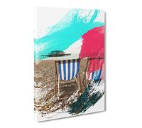 Deckchairs Brighton Beach West Pier V2 Canvas Print | Gallery Wrapped 30mm Frame Wall Art | 30x20 inches | Ready to Hang | Modern Seascape Picture | Living Room Bedroom Lounge Office