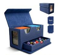 DeckDwell Double deck box, mtg commander box with 2 Commander Display & 1 Dice Tray, Fits 200+ Double Sleeved, tcg deck box for CCG TCG Sports