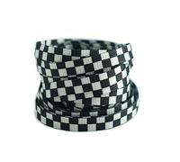 DECKER Flat Wide 10mm Shoelaces 2 Pairs Black White Checkered Lace for Roller Skates Hockey Skates Boots and Regular Shoes Size: 72"(183 cm)