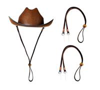 Decker Leather Hat Strap for Cowboy and Sun Hats 2PCS Rmovable Hat Chin Cord (2 Brown)