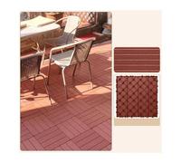 Decking Boards Wood Plastic DIY Interlocking Deck Tiles 2PCS | Waterproof Indoor & Outdoor Floor(Red)