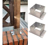 Decking Post Base for Deck Porch Handrail Railing Support, Stainless Steel Fence Post Bracket for Concrete, Pergola Stand Boots/ Square Mailbox Post Anchors,2 Pcs,95x95mm(3.7x3.7 in)