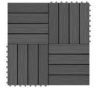 Decking Tiles 11pcs WPC Black 30x30cm Interlock Deep Embossed 1sqm Weatherproof