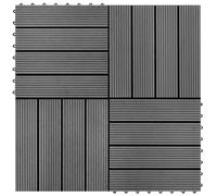 Decking Tiles 22pcs WPC Grey 30x30 cm Quick Interlocking Outdoor Patio Flooring