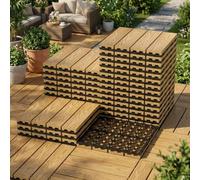 Decking Tiles 9 Packs, 30 x 30 cm Waterproof Interlocking Flooring Tiles, All Weather Use Garden Deck Boards for Indoor Outdoor, Patio Deck Flooring for Balcony,Terrace,Backyard, Hot Tub - Wood