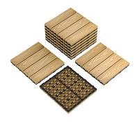 Decking Tiles 9 Packs, 30x30 cm Waterproof Interlocking Flooring Tiles, WPC Wood Plastic Composite Patio Deck Boards for Garden, Balcony, Terrace, Backyard - All Weather Use, DIY Snap Together