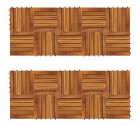 Decking Tiles Brown Acacia 30x30cm Solid Hardwood Interlocking 20pcs Garden