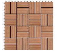 Decking Tiles Brown WPC 30x30 cm 22pcs Interlocking Patio Flooring 2sqm Easy-fit