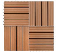 Decking Tiles Brown WPC 30x30cm 11pcs Interlocking 1m² Weatherproof Patio