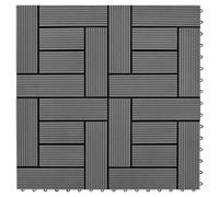 Decking Tiles Grey WPC 30x30 cm - 22 pcs Interlocking Patio Floor 2 sqm Easy-fit
