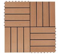 Decking Tiles Teak Colour 30x30cm Wood Plastic Composite WPC Interlock 11pcs set