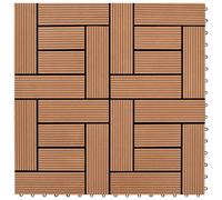 Decking Tiles WPC Brown 30x30 cm Interlocking Patio Balcony 11pcs 1sqm set