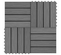 Decking Tiles WPC Grey 30x30cm Interlocking 11pcs 1sqm Deep Embossed Nonslip