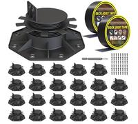 Deckit Adjustable Deck Support Pedestal 24-Pack, 1.38"-2.56" Height Adjustment, Tough Tuff Blocks Deck Foundation for Floating Decks & Sheds/Patio Decks,Weatherproof Rust-Proof, Heavy-Duty Deck Blocks