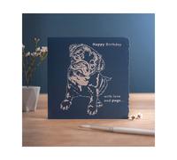 Deckled Edge Colour Block Card - Happy Birthday - Pug