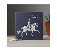Deckled Edge Colour Block Pony Card - Good Luck - Dressage Horse