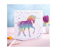Deckled Edge Prancing Myth Card - Happy Birthday - Prancing Unicorn
