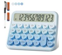 Decklit Mechanical Calculator 12 Digit Extra Large 5-Inch LCD Display, DECKLIT Battery Desk Calculator, Big Buttons Easy to Press Office Calculators Desktop, 15°Tilt Screen for Kids Calculator(Blue)