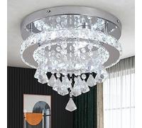Deckrico Crystal Ceiling Light 30CM Modern Lamp LED Chandelier Flush Mount Lighting Fixtures for Kitchen Bedroom Hallway Dining Room (White Light)