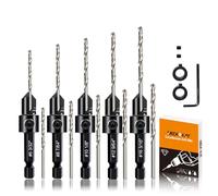 DECKRKAT 12-Piece Countersink Drill Bit Set - 3-in-1 Wood Counterbore Kit for #6#8#10#12#16 Screws | 82° Chamfer, Depth Adjustable | 5 Spare Bits,2 Limit Rings,Hex Key,Case.