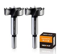 DECKRKAT 2-Piece 1-9/16" Forstner Drill Bits - Smooth Flat Bottom Drill Bits for Wood, Hard & Soft Wood Drilling, 3/8" Shank Fits Drills/Drill Presses.