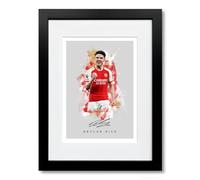 Declan Rice Arsenal Signed Photo Poster A4/A3 Print Picture Display Framed Autograph Memorabilia for Football Fans Gift England (Grey (A4 Framed & Mounted))