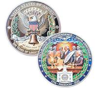 Declaration of Independence 250th Anniversary Coin, Founding Fathers Signing History Medallion with Protective Case, American Constitution Souvenir Gift 1776-2026