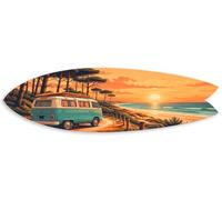 DECLINA - Van Sunset Pine Wall Surfboard - Atlantic Road Trip For Summer Lounge - High Definition Print On Dibond - Made In France
