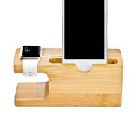 Declutter Your Desk! Wooden 2-in-1 Charging Station For Watch & Phone