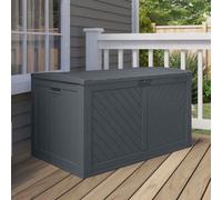 decluttered reinforced resin garden 507l storage box in cyberspace grey