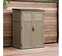 decluttered reinforced resin garden storage cabinet in sand