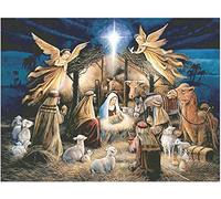 Decmart 5D Diamond Painting Full Drill Nativity Scene Religious Square Rhinestone Cross Stitch Diamond Art Painting Number Kits 12 x 16 inches