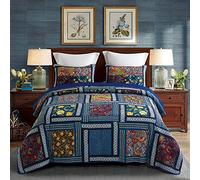 DECMAY 100% Cotton California King Quilt - Oversized King Bedspread, Handmade Real Patchwork Quilts for All Season, Lightweight Country Quilt Sets with 2 Pillowcase