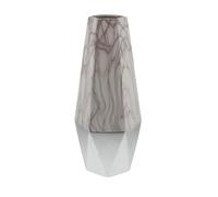 Deco 79 60745 Geometrical Shaped Ceramic Vase, 18" x 7", White/Silver/Gray