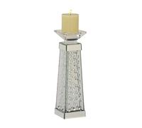 Deco 79 87374 Glass Mirror Crystal Candle Holder, 4" x 14"