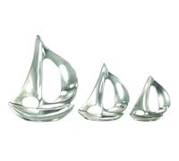 Deco 79 Aluminium Sailboat, 12 by 8 by 7-Inch, Set of 3