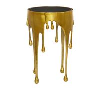 Deco 79 Aluminum Metal Drip Accent Table with Melting Design and Shaded Glass Top, 16 Inch x 16 Inch x 25 Inch, Gold