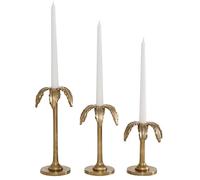 Deco 79 Aluminum Solid Candle Holder, Set of 3 6", 8", 10"H, Gold