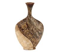 Deco 79 CER/Capiz Shell Vase 18" H, 11" W-64736, Ceramic, Brown, 11" x 3" x 18"
