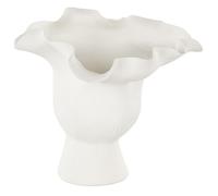 Deco 79 Ceramic Abstract Decorative Vase Floral Inspired Centerpiece Vase with Linear Grooves, Flower Vase for Home Decoration 9" x 8" x 8", White