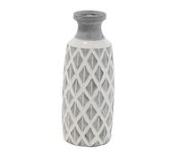 Deco 79 Ceramic Decorative Vase Centerpiece Vase with Diamond Pattern, Flower Vase for Home Decoration 6" x 6" x 16", Gray