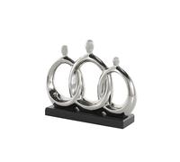 Deco 79 Ceramic Family 3 Figure Sculpture with Black Rectangular Base, 12" x 1" x 10", Silver