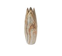 Deco 79 Ceramic Marbled Vase with Angled Edge Opening, 7 Inch x 7 Inch x 21 Inch, Beige